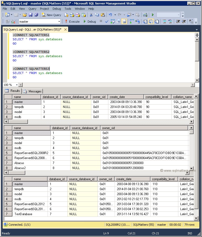 Switching between servers in SSMS using SQLCMD mode